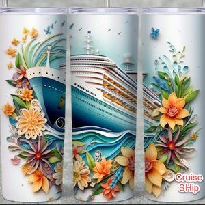 Cruise Ship or VACATION Tumbler - 20oz SS skinny tumbler & lid - CHOOSE ONE